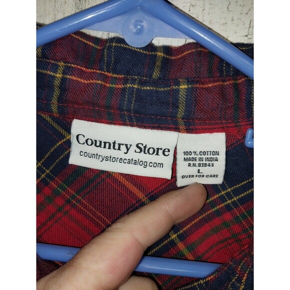 Country Store Women Large Red Plaid Flannel Collared Shirt - Picture 4 of 6